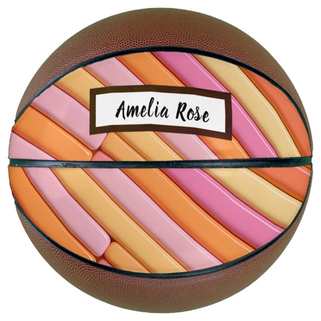 Personalised Pastel Geometric Abstract  Basketball (Front)