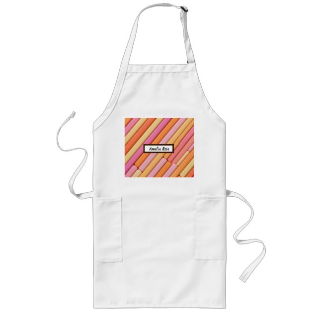 Personalised Pastel Geometric Abstract Long Apron (Front)