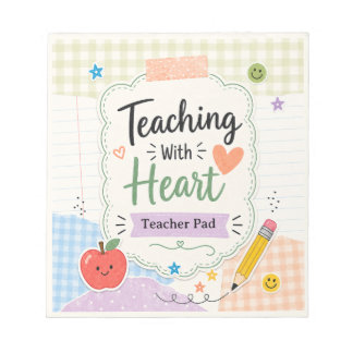 Personalised Pastel Gingham Teaching With Heart Notepad