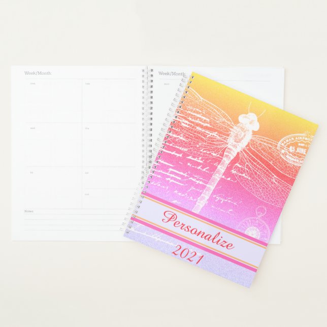 Personalised Pastel gradient dragonfly Planner (Display)