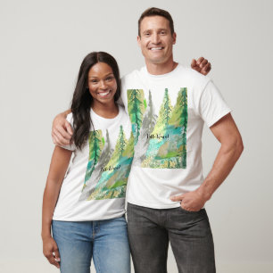 Personalised Pastel Green Abstract Tree Watercolor T-Shirt