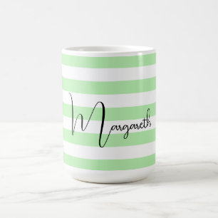 Personalised Pastel Green Stripes Coffee Mug