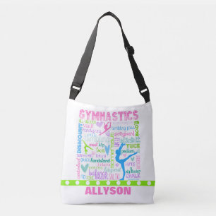 Personalised Pastel Gymnastics Words Typography Crossbody Bag