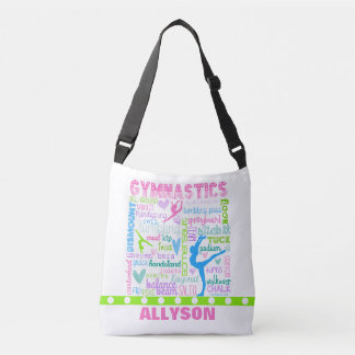Personalised Pastel Gymnastics Words Typography Crossbody Bag