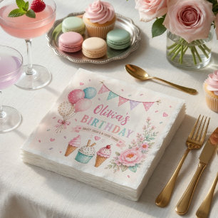 Personalised Pastel Ice Cream Birthday Party Napkin