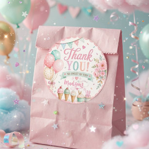 Personalised Pastel Ice Cream Birthday Thank You  Classic Round Sticker