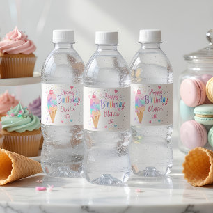 Personalised Pastel Ice Cream Birthday Water Bottle Label