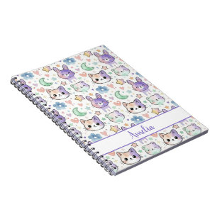 Personalised Pastel Kawaii Animal Notebook