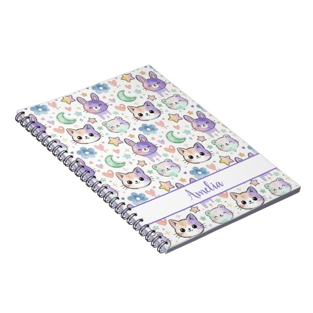 Personalised Pastel Kawaii Animal Notebook (Right Side)