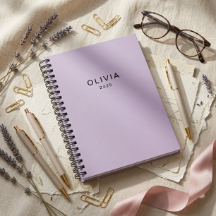Personalised Pastel Lavender   Custom Name Notebook