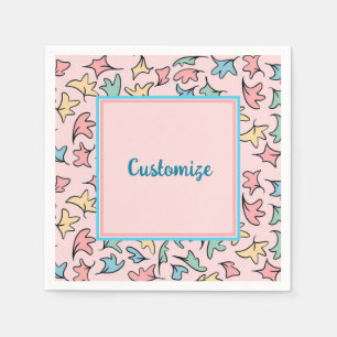Personalised Pastel Leaves Pink Napkin