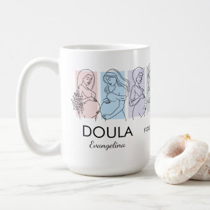 Personalised Pastel Line Art DOULA Coffee Mug