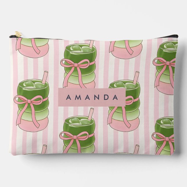 Personalised Pastel Matcha Cups Pattern Accessory Pouch (Front)