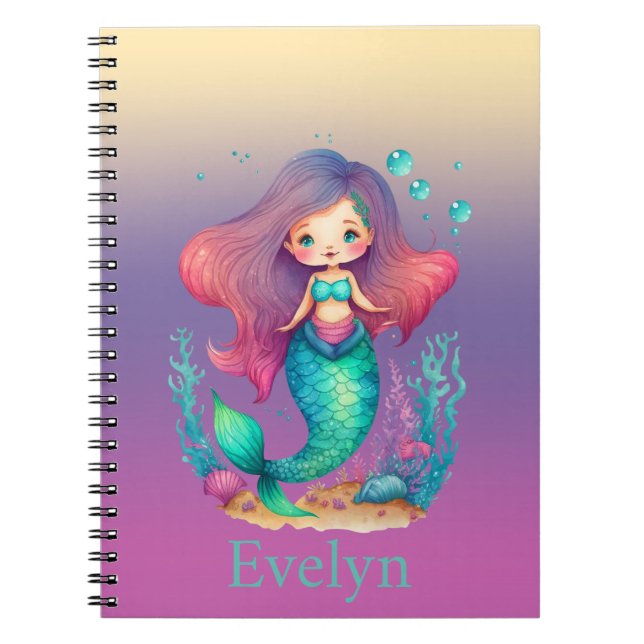 Personalised Pastel mermaid notebook (Front)