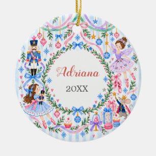 Personalised Pastel Nutcracker Ballet Christmas Ceramic Tree Decoration