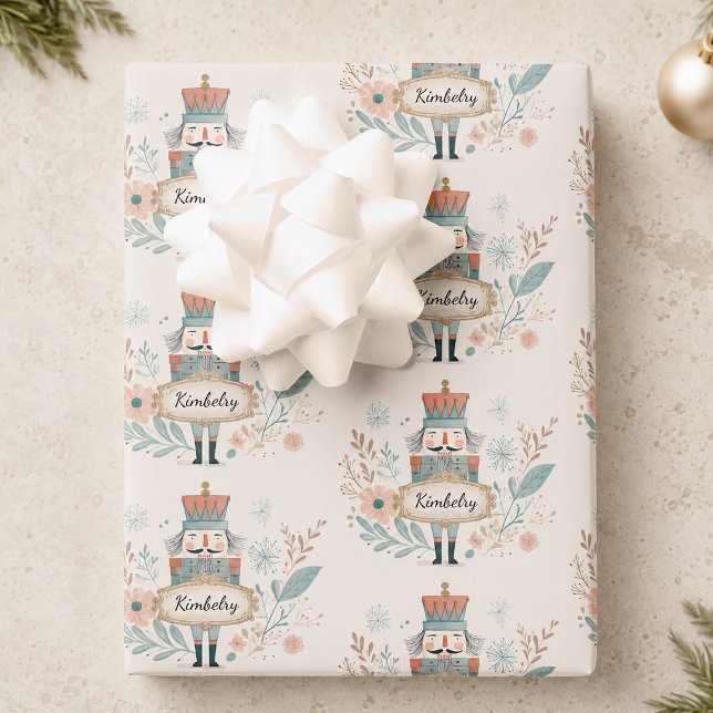 Personalised Pastel Nutcracker Christmas Wrapping Paper Sheet (Personalized Pastel Nutcracker Christmas Wrapping Paper Sheets)