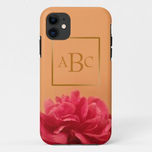 Personalised Pastel Orange Hot Pink Floral iPhone 11 Case