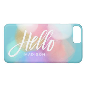 Personalised Pastel Paint Splotches Hello iPhone 8 Plus/7 Plus Case