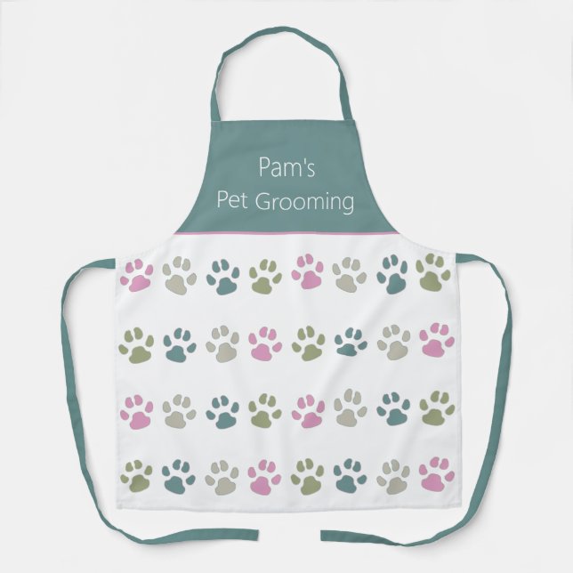 Personalised Pastel Pet Paws Apron (Front)