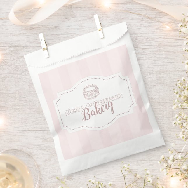 Personalised Pastel Pink Cake Bakery Favour Bags (Clipped)