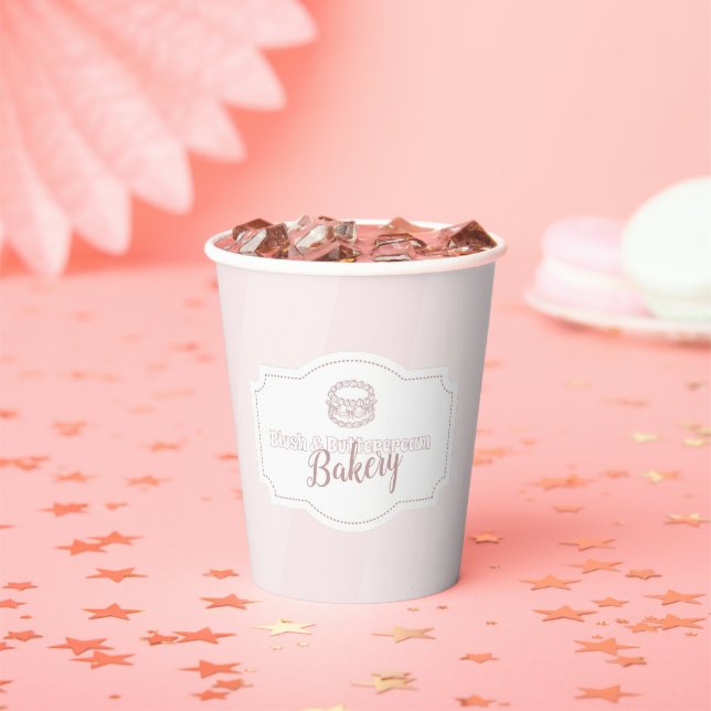 Personalised Pastel Pink Cake Bakery Paper Cups (Insitu)