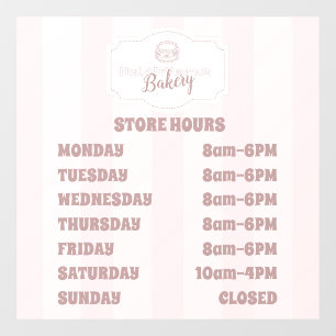 Personalised Pastel Pink Cake Bakery Window Cling