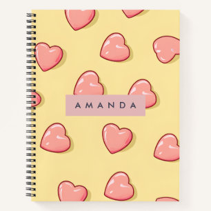 Personalised Pastel Pink Candy Heart Notebook