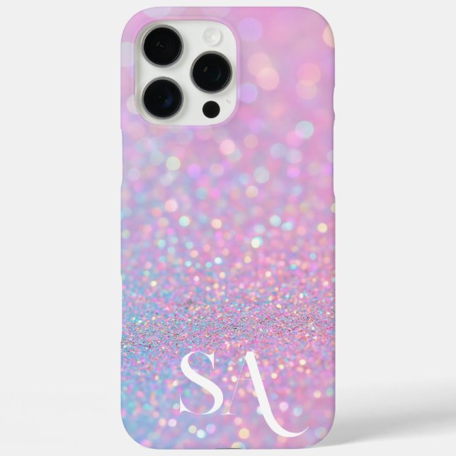 Personalised Pastel Pink Glitter iPhone Case (Back)