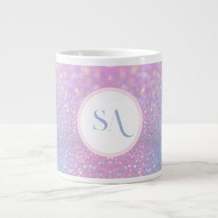 Personalised Pastel Pink Glitter Mug with Monogram