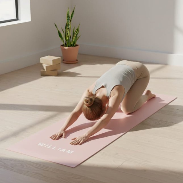 Personalised Pastel Pink Monogram Name Yoga Mat (Creator Uploaded)