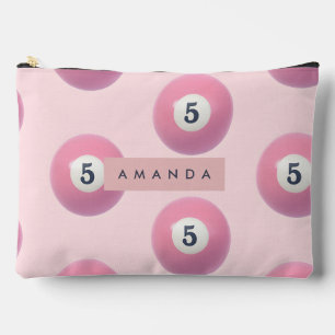 Personalised Pastel Pink Number 5 Billiard Ball Accessory Pouch