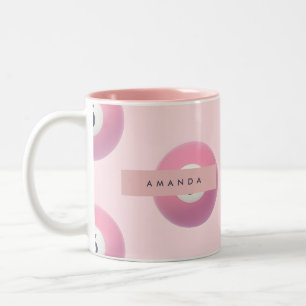 Personalised Pastel Pink Number 5 Billiard Ball Two-Tone Coffee Mug