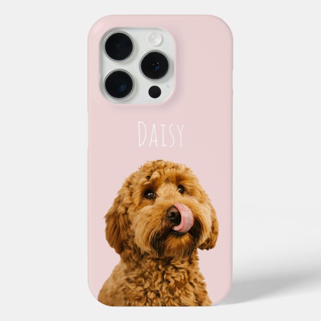 Personalised Pastel Pink Phone Case with Dog Photo (Back)
