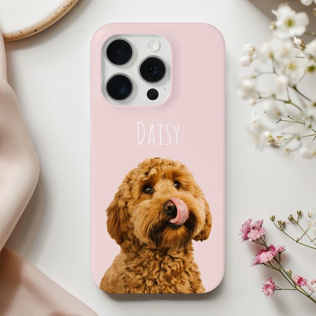 Personalised Pastel Pink Phone Case with Dog Photo (Creator Uploaded)