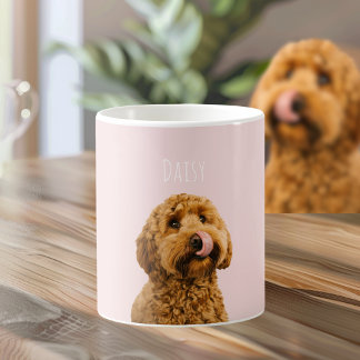 Personalised Pastel Pink Phone Case with Dog Photo Coffee Mug