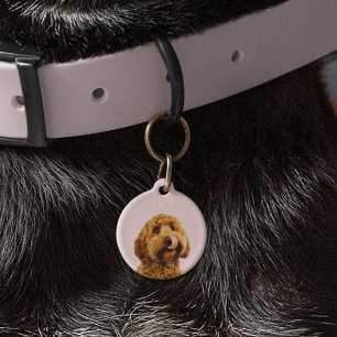 Personalised Pastel Pink Phone Case with Dog Photo Pet Tag