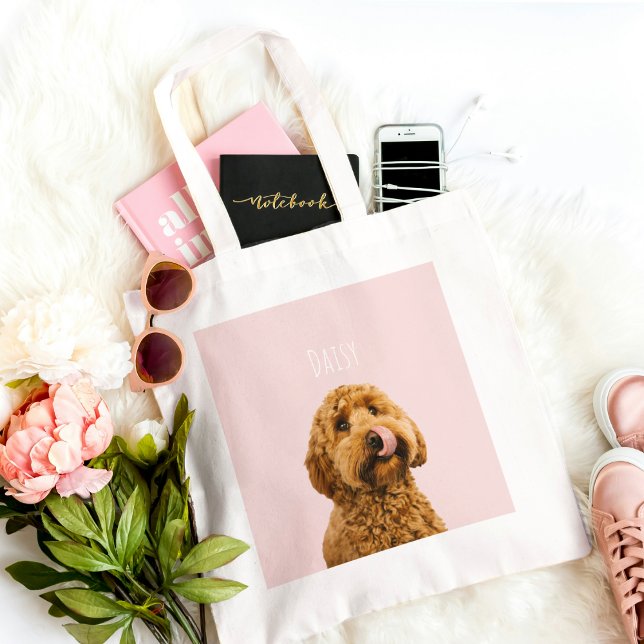 Personalised Pastel Pink Phone Case with Dog Photo Tote Bag (Creator Uploaded)