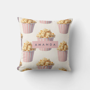 Personalised Pastel Pink Popcorn Bucket Cushion