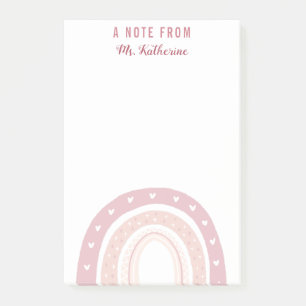 Personalised Pastel Pink Rainbow Calligraphy Post-it Notes