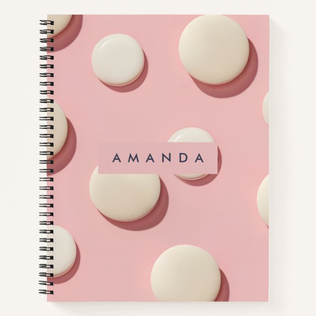 Personalised Pastel Pink with Cream Dot Notebook (Front)