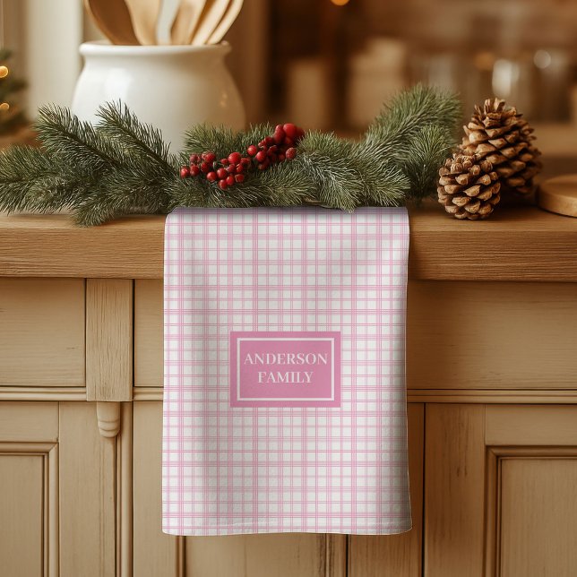 Personalised Pastel Plaid Towel Elegant Gift Idea (Personalized Pastel Plaid Towel Elegant Gift Idea)