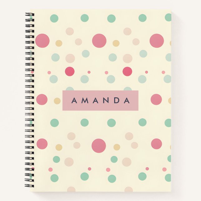 Personalised Pastel Polka Dot Style  Notebook (Front)
