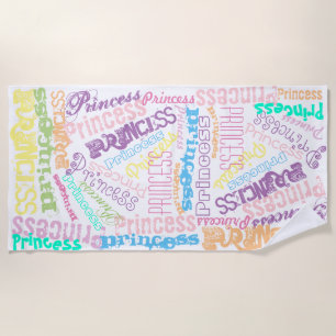 Personalised Pastel Princess word or Name collage Beach Towel