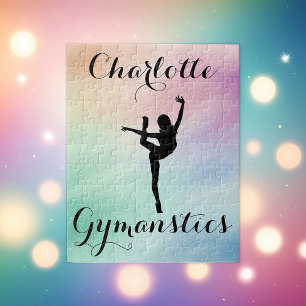 Personalised Pastel Purple Green Gymnastics Jigsaw Puzzle