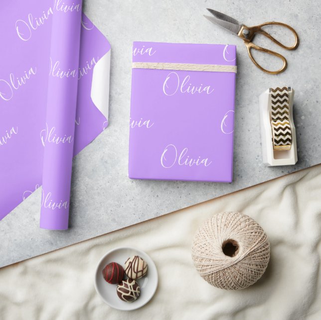 Personalised Pastel Purple Name Script Wrapping Paper (Crafts)