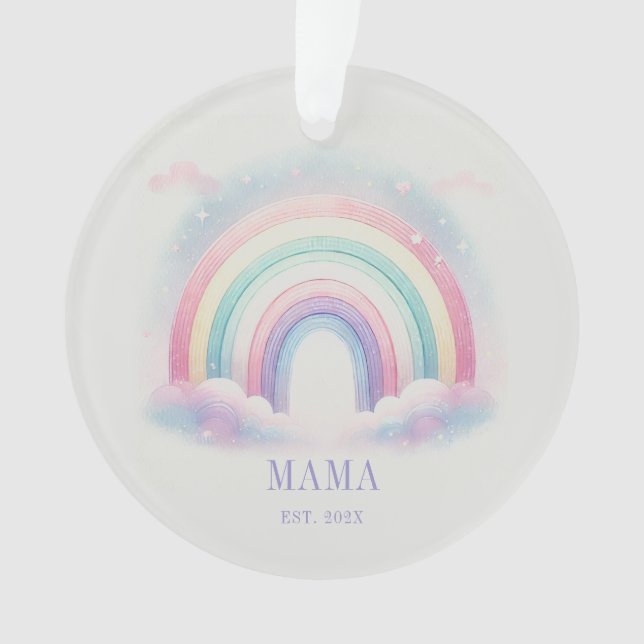 Personalised Pastel Rainbow Acrylic Ornament (Front)