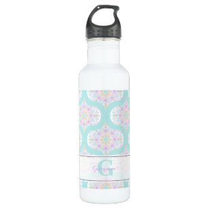 Personalised Pastel Rainbow Floral Mandala Mid Mod 710 Ml Water Bottle