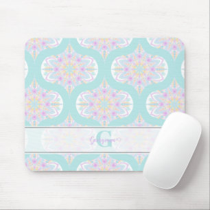 Personalised Pastel Rainbow Floral Mandala Mid Mod Mouse Mat