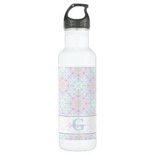 Personalised Pastel Rainbow Floral Mandala Tiled 710 Ml Water Bottle