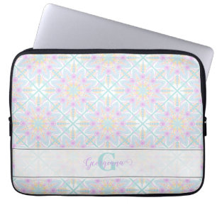 Personalised Pastel Rainbow Floral Mandala Tiled Laptop Sleeve